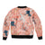 Red Palaka Crane and Flowers Sleeve Zip Bomber Jacket Japan Heritage Spirit - Polynesian Pride
