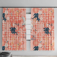 Red Palaka Crane and Flowers Window Curtain Japan Heritage Spirit - Polynesian Pride