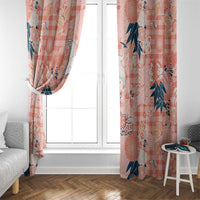 Red Palaka Crane and Flowers Window Curtain Japan Heritage Spirit - Polynesian Pride