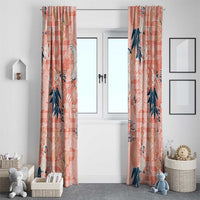 Red Palaka Crane and Flowers Window Curtain Japan Heritage Spirit - Polynesian Pride