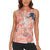 Red Palaka Crane and Flowers Women Sleeveless Polo Shirt Japan Heritage Spirit - Polynesian Pride
