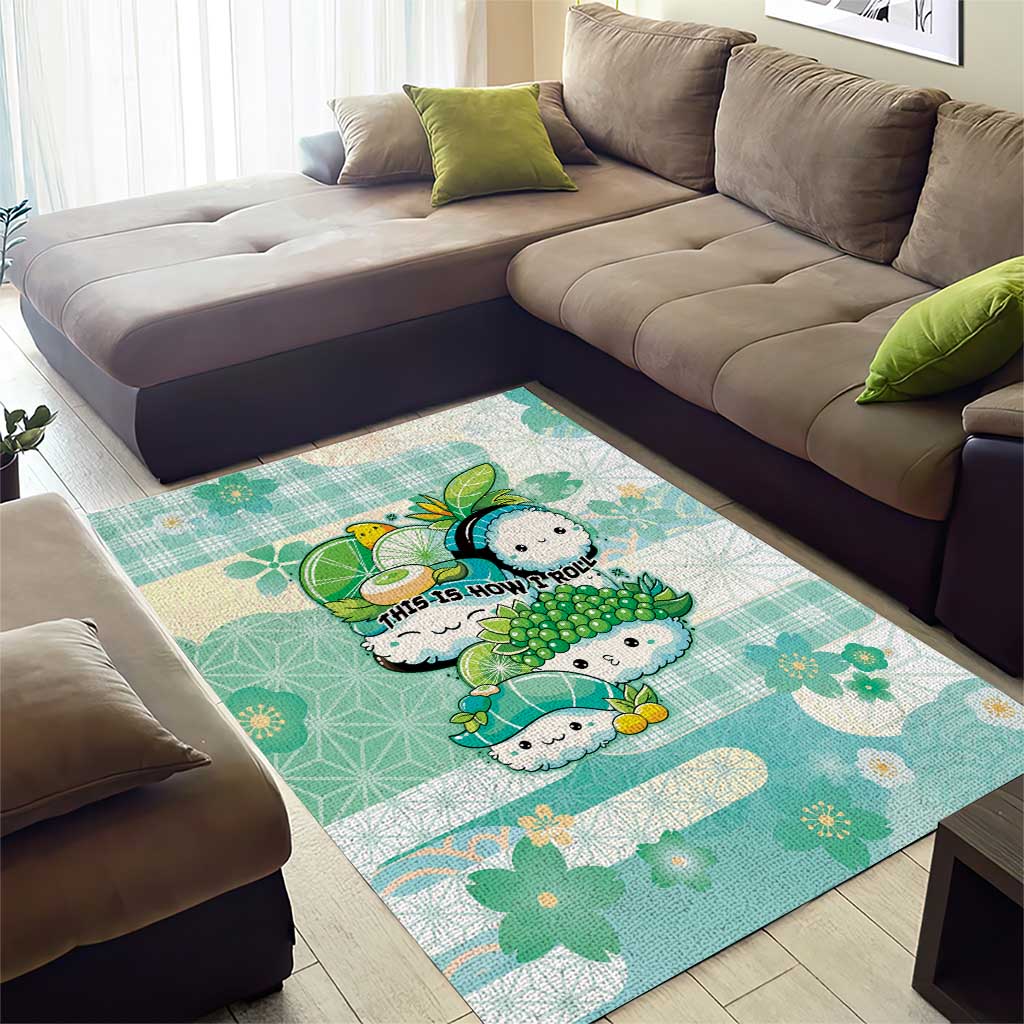 Japanese Kawaii Sushi Area Rug Green Wagara Palaka This Is How I Roll