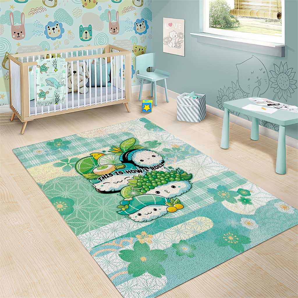 Japanese Kawaii Sushi Area Rug Green Wagara Palaka This Is How I Roll