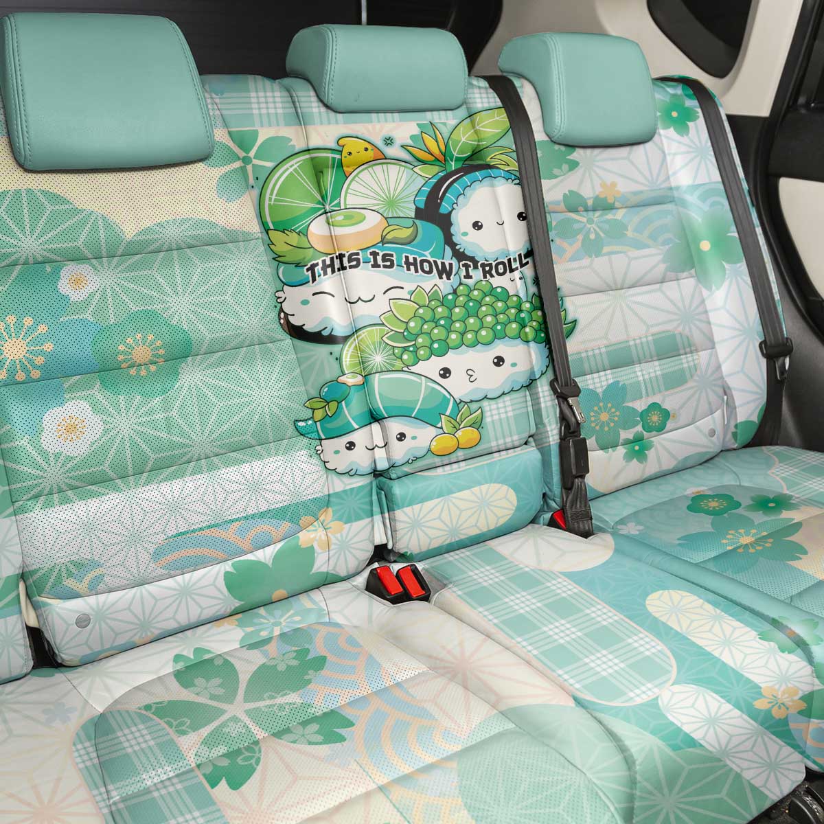 Japanese Kawaii Sushi Back Car Seat Cover Green Wagara Palaka This Is How I Roll