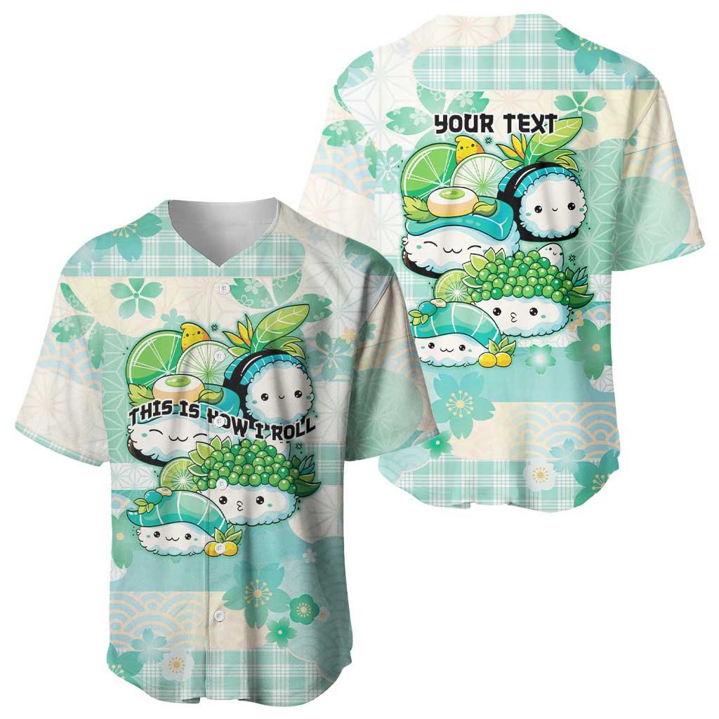 Personalized Japanese Kawaii Sushi Baseball Jersey Green Wagara Palaka This Is How I Roll