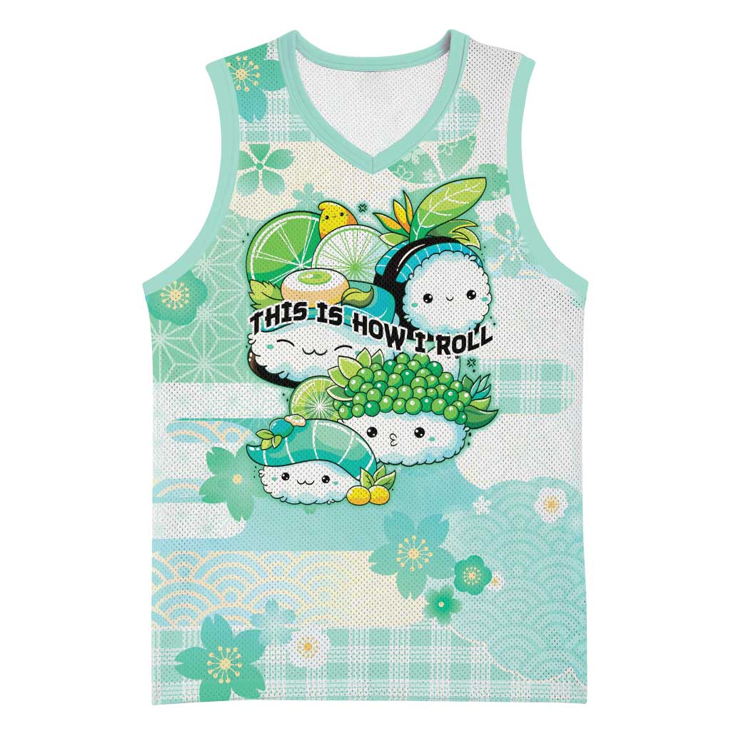 Personalized Japanese Kawaii Sushi Basketball Jersey Green Wagara Palaka This Is How I Roll