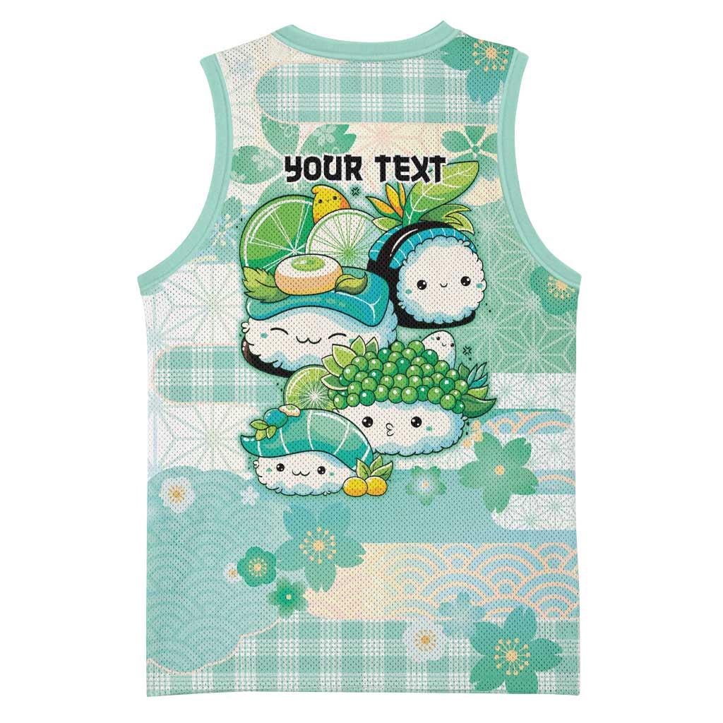 Personalized Japanese Kawaii Sushi Basketball Jersey Green Wagara Palaka This Is How I Roll