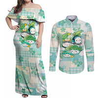 Personalized Japanese Kawaii Sushi Couples Matching Off Shoulder Maxi Dress and Long Sleeve Button Shirt Green Wagara Palaka This Is How I Roll LT9 Green - Polynesian Pride