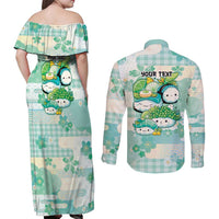 Personalized Japanese Kawaii Sushi Couples Matching Off Shoulder Maxi Dress and Long Sleeve Button Shirt Green Wagara Palaka This Is How I Roll LT9 - Polynesian Pride