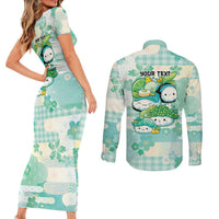 Personalized Japanese Kawaii Sushi Couples Matching Short Sleeve Bodycon Dress and Long Sleeve Button Shirt Green Wagara Palaka This Is How I Roll LT9 - Polynesian Pride