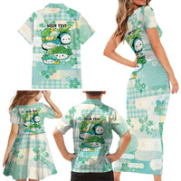 Personalized Japanese Kawaii Sushi Family Matching Short Sleeve Bodycon Dress and Hawaiian Shirt Green Wagara Palaka This Is How I Roll LT9 - Polynesian Pride