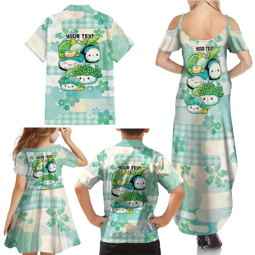 Personalized Japanese Kawaii Sushi Family Matching Summer Maxi Dress and Hawaiian Shirt Green Wagara Palaka This Is How I Roll LT9 - Polynesian Pride