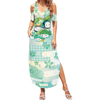 Personalized Japanese Kawaii Sushi Family Matching Summer Maxi Dress and Hawaiian Shirt Green Wagara Palaka This Is How I Roll LT9 Mom's Dress Green - Polynesian Pride