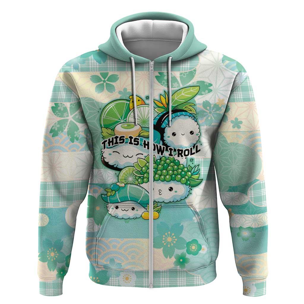 Personalized Japanese Kawaii Sushi Hoodie Green Wagara Palaka This Is How I Roll