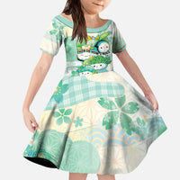 Personalized Japanese Kawaii Sushi Kid Short Sleeve Dress Green Wagara Palaka This Is How I Roll