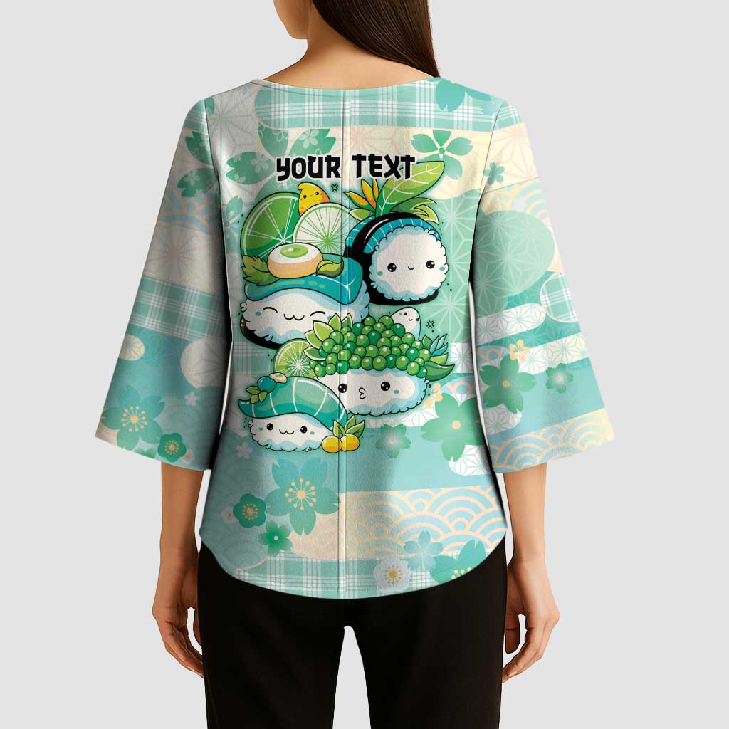 Personalized Japanese Kawaii Sushi Kimono Sleeve Blouse Green Wagara Palaka This Is How I Roll