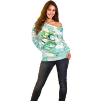Personalized Japanese Kawaii Sushi Off Shoulder Sweater Green Wagara Palaka This Is How I Roll