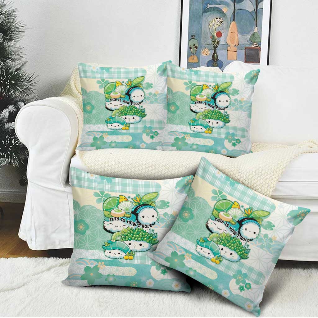 Japanese Kawaii Sushi Pillow Cover Green Wagara Palaka This Is How I Roll