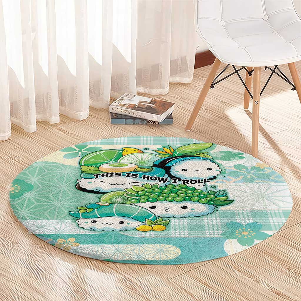 Japanese Kawaii Sushi Round Carpet Green Wagara Palaka This Is How I Roll