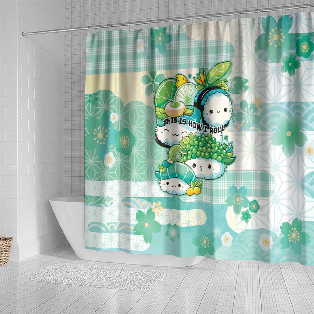Japanese Kawaii Sushi Shower Curtain Green Wagara Palaka This Is How I Roll