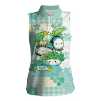 Personalized Japanese Kawaii Sushi Women Sleeveless Polo Shirt Green Wagara Palaka This Is How I Roll