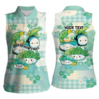 Personalized Japanese Kawaii Sushi Women Sleeveless Polo Shirt Green Wagara Palaka This Is How I Roll