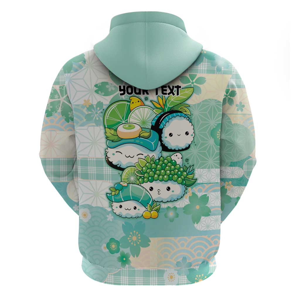 Personalized Japanese Kawaii Sushi Zip Hoodie Green Wagara Palaka This Is How I Roll