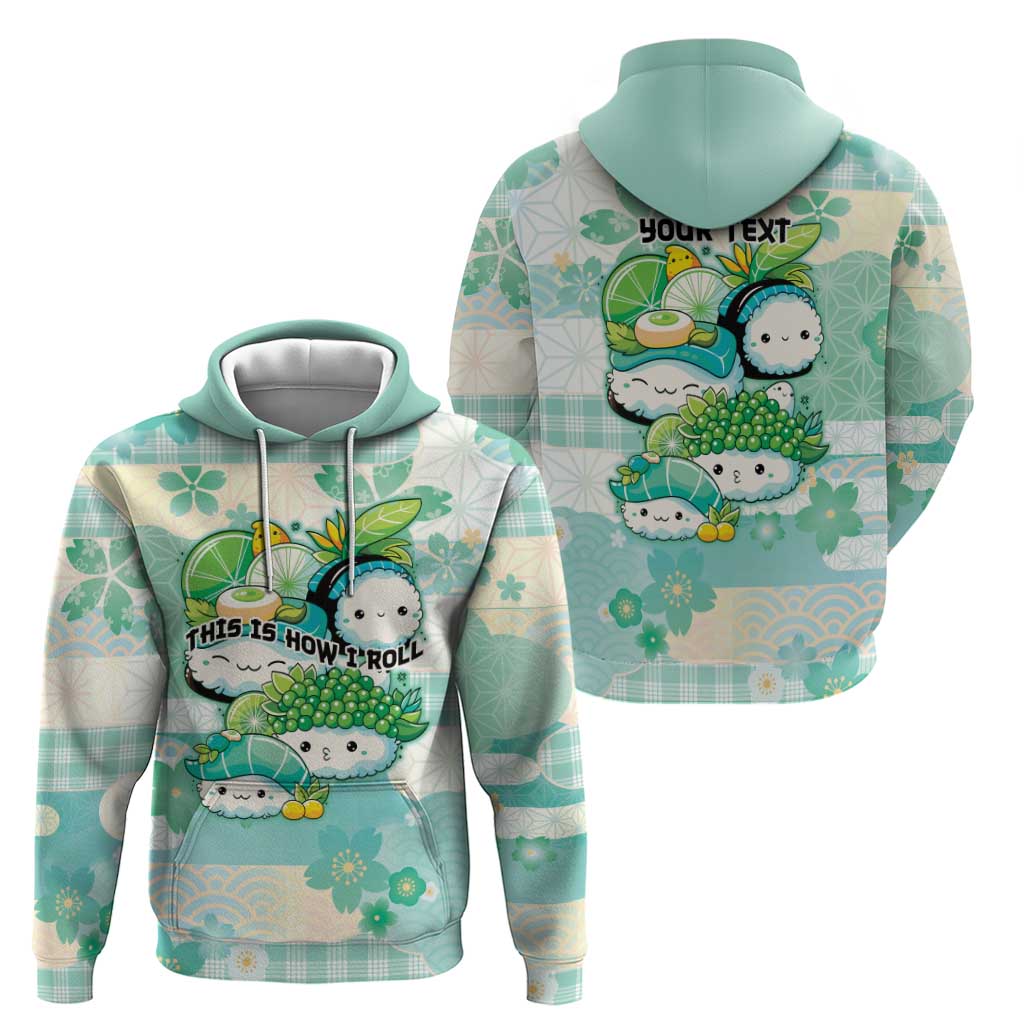 Personalized Japanese Kawaii Sushi Zip Hoodie Green Wagara Palaka This Is How I Roll
