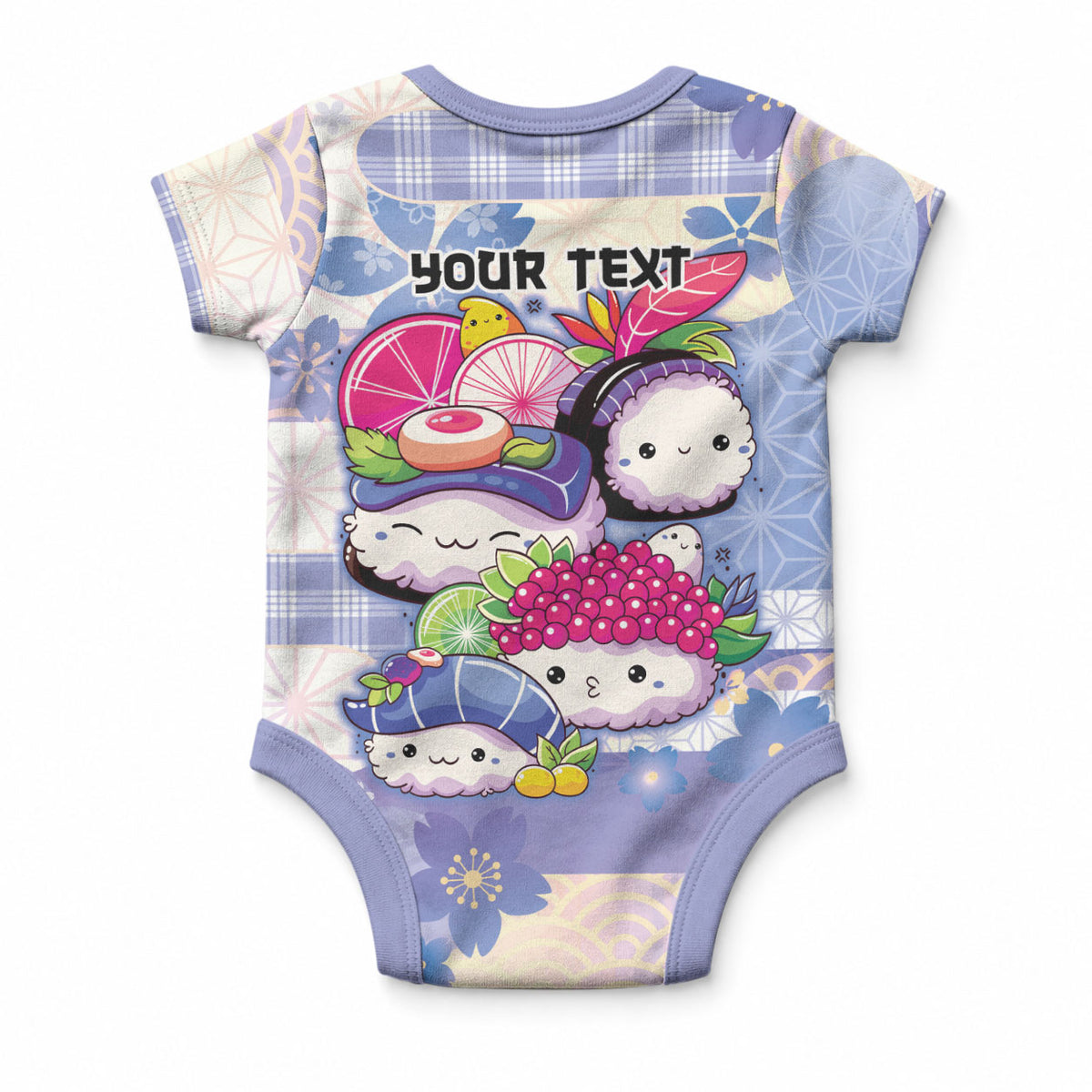 Personalized Japanese Kawaii Sushi Baby Onesie Blue Wagara Palaka This Is How I Roll LT9 - Polynesian Pride