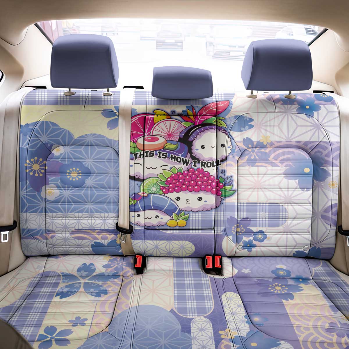 Japanese Kawaii Sushi Back Car Seat Cover Blue Wagara Palaka This Is How I Roll
