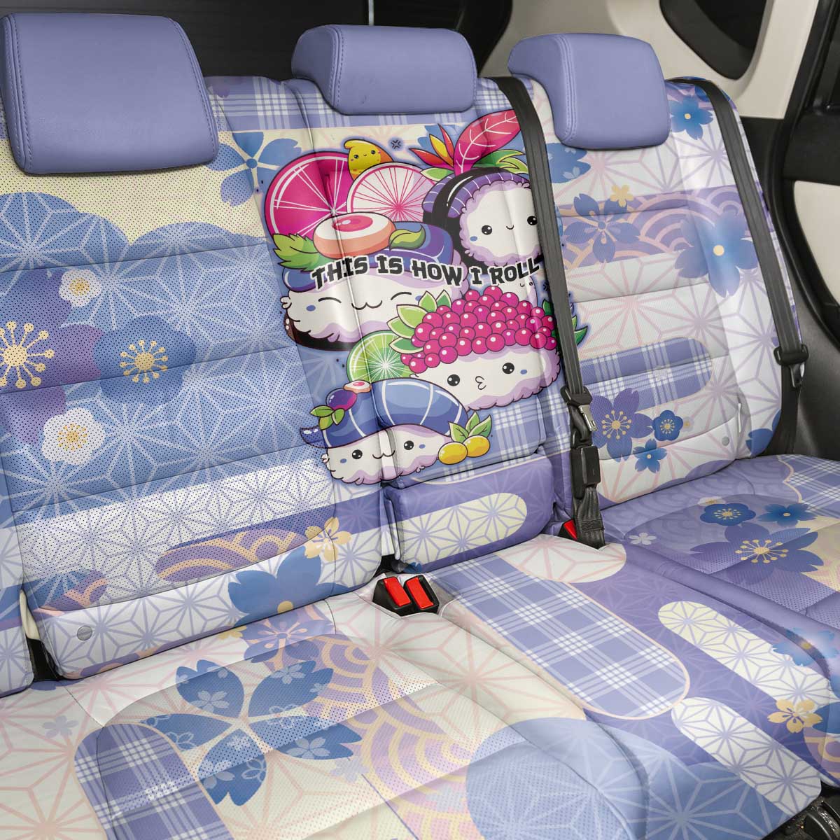 Japanese Kawaii Sushi Back Car Seat Cover Blue Wagara Palaka This Is How I Roll