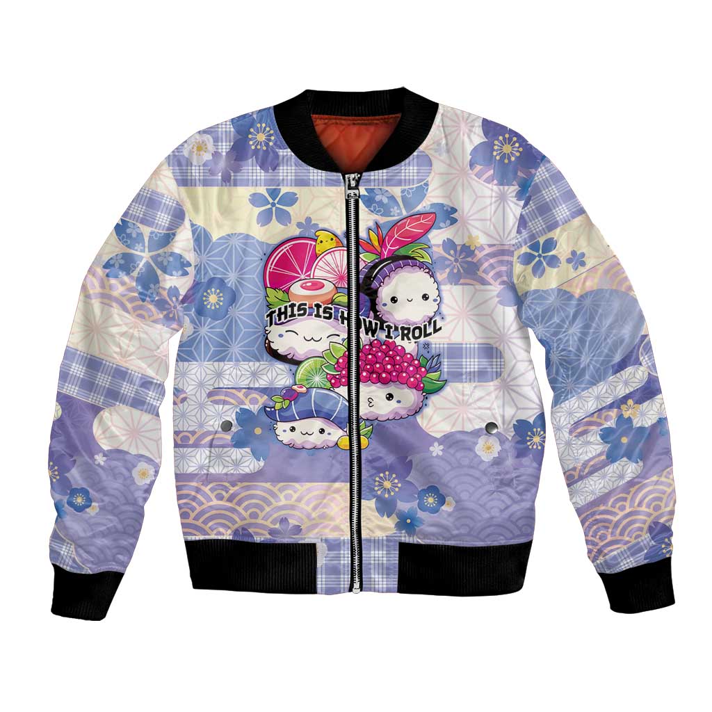 Personalized Japanese Kawaii Sushi Bomber Jacket Blue Wagara Palaka This Is How I Roll