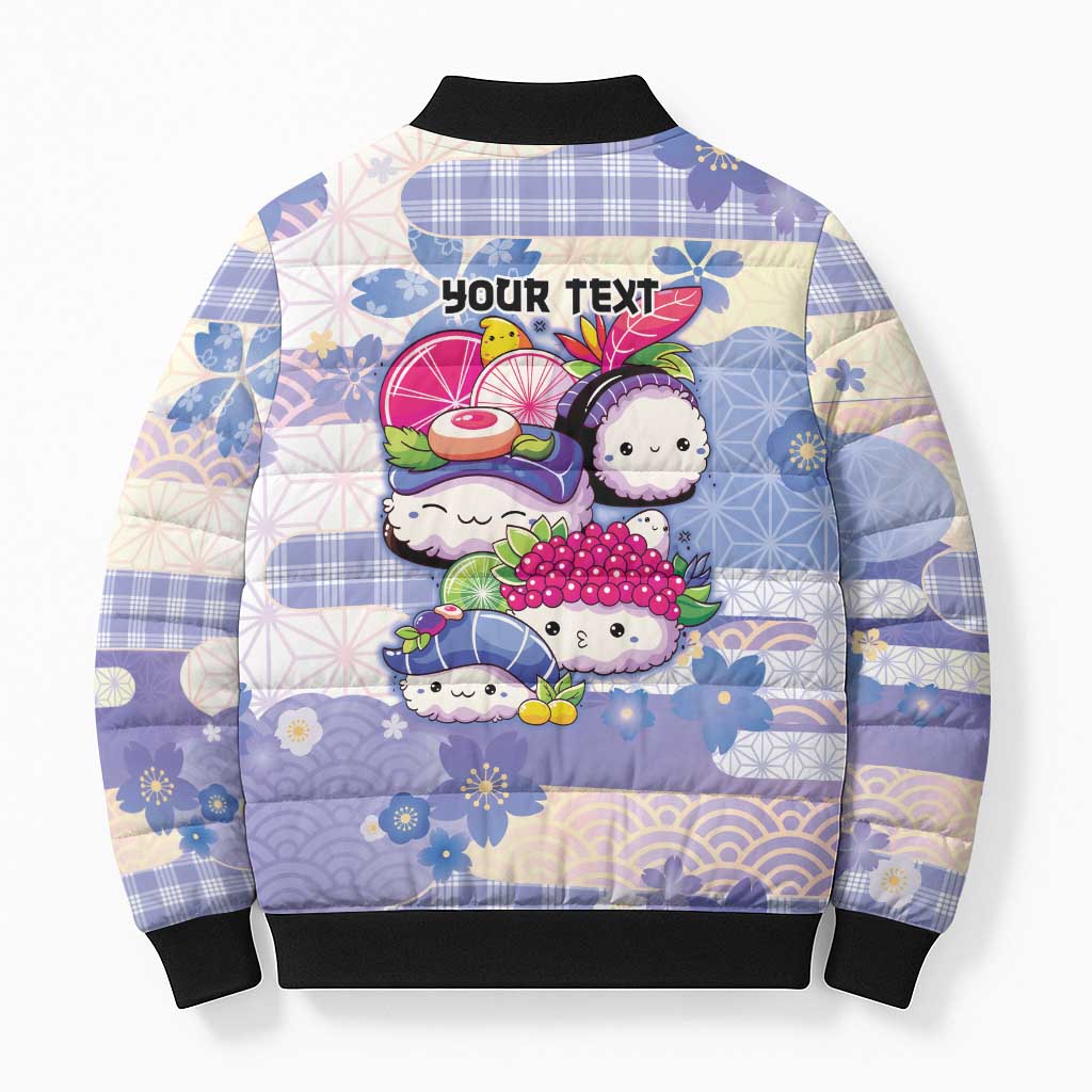 Personalized Japanese Kawaii Sushi Bomber Puffer Jacket Blue Wagara Palaka This Is How I Roll