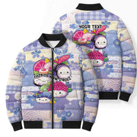 Personalized Japanese Kawaii Sushi Bomber Puffer Jacket Blue Wagara Palaka This Is How I Roll