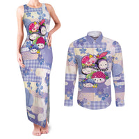 Personalized Japanese Kawaii Sushi Couples Matching Tank Maxi Dress and Long Sleeve Button Shirt Blue Wagara Palaka This Is How I Roll LT9 Blue - Polynesian Pride