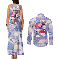 Personalized Japanese Kawaii Sushi Couples Matching Tank Maxi Dress and Long Sleeve Button Shirt Blue Wagara Palaka This Is How I Roll LT9 - Polynesian Pride