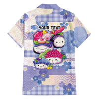 Personalized Japanese Kawaii Sushi Family Matching Off The Shoulder Long Sleeve Dress and Hawaiian Shirt Blue Wagara Palaka This Is How I Roll