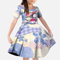 Personalized Japanese Kawaii Sushi Family Matching Tank Maxi Dress and Hawaiian Shirt Blue Wagara Palaka This Is How I Roll LT9 Daughter's Dress Blue - Polynesian Pride