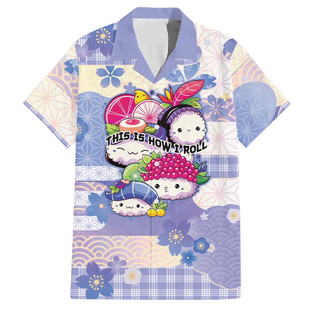 Personalized Japanese Kawaii Sushi Family Matching Tank Maxi Dress and Hawaiian Shirt Blue Wagara Palaka This Is How I Roll LT9 Dad's Shirt - Short Sleeve Blue - Polynesian Pride