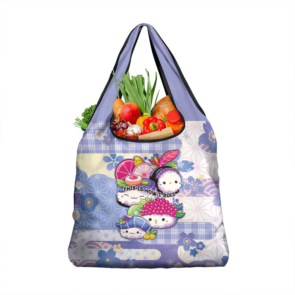 Japanese Kawaii Sushi Grocery Bag Blue Wagara Palaka This Is How I Roll