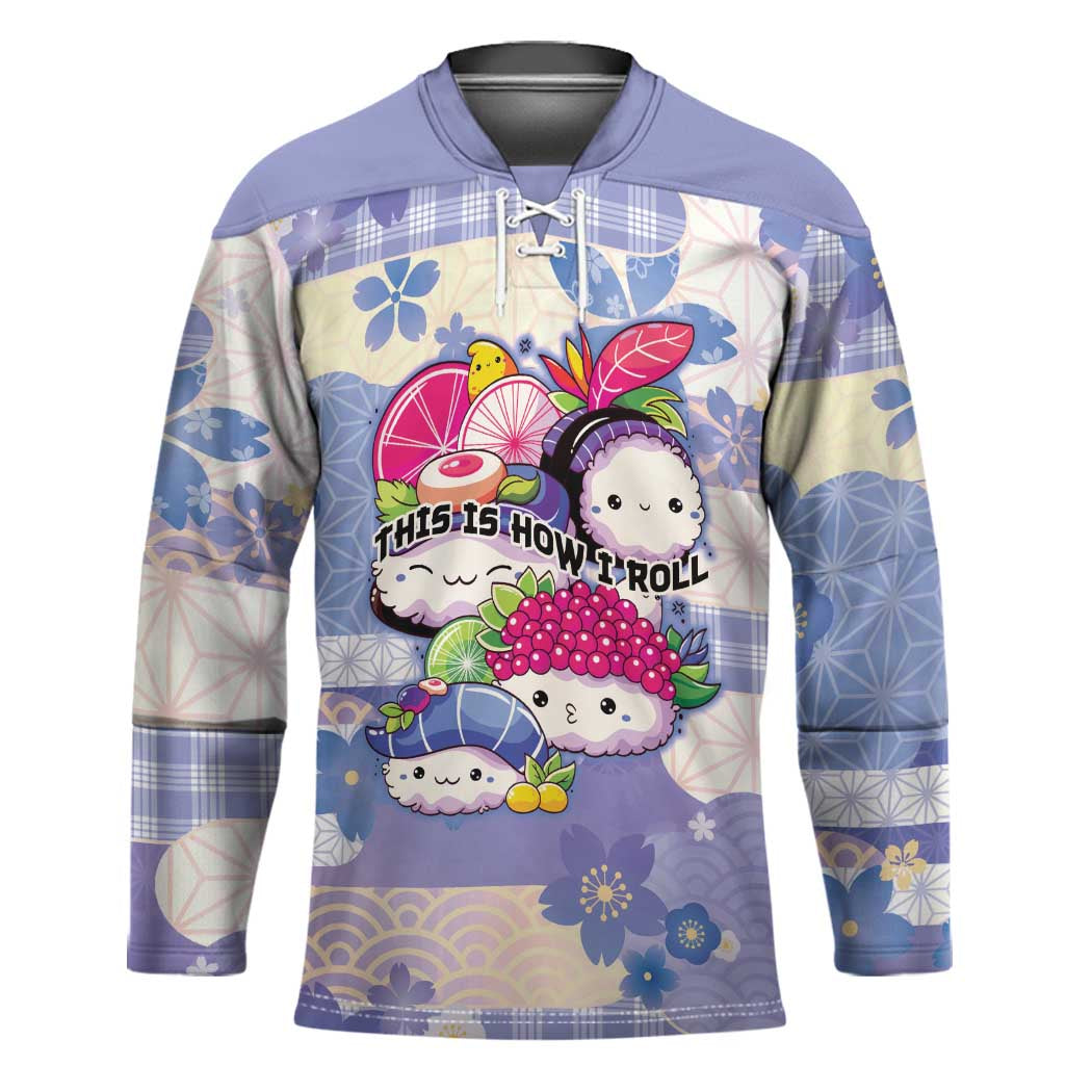 Personalized Japanese Kawaii Sushi Hockey Jersey Blue Wagara Palaka This Is How I Roll
