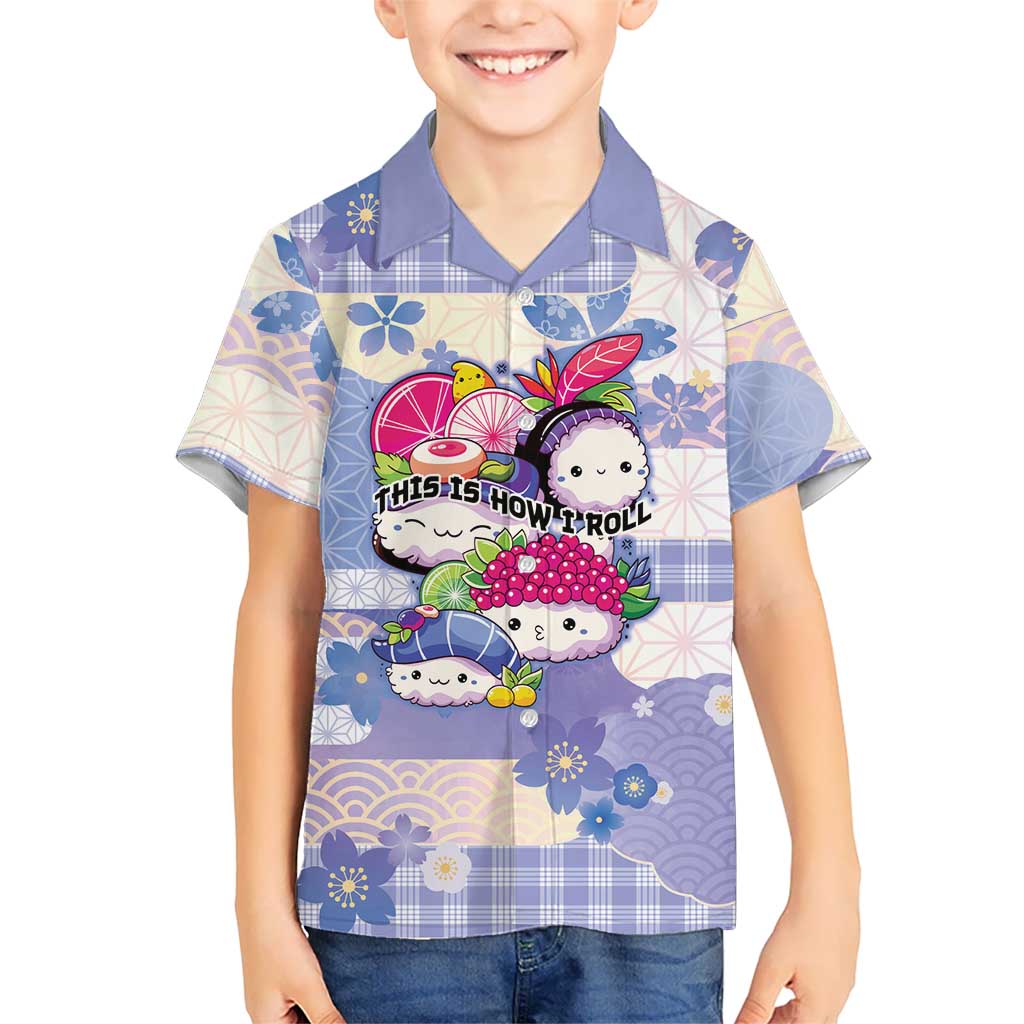 Personalized Japanese Kawaii Sushi Kid Hawaiian Shirt Blue Wagara Palaka This Is How I Roll