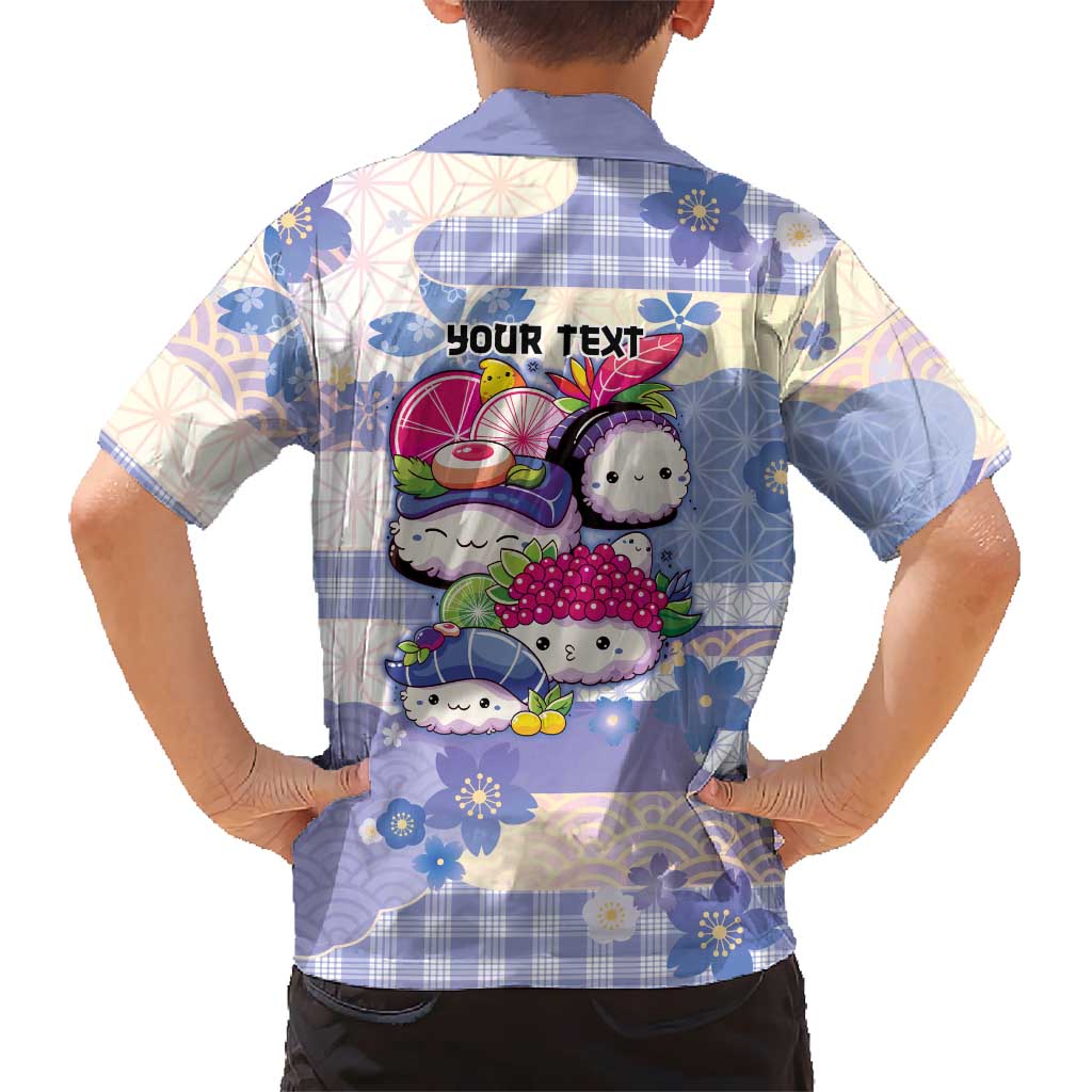 Personalized Japanese Kawaii Sushi Kid Hawaiian Shirt Blue Wagara Palaka This Is How I Roll