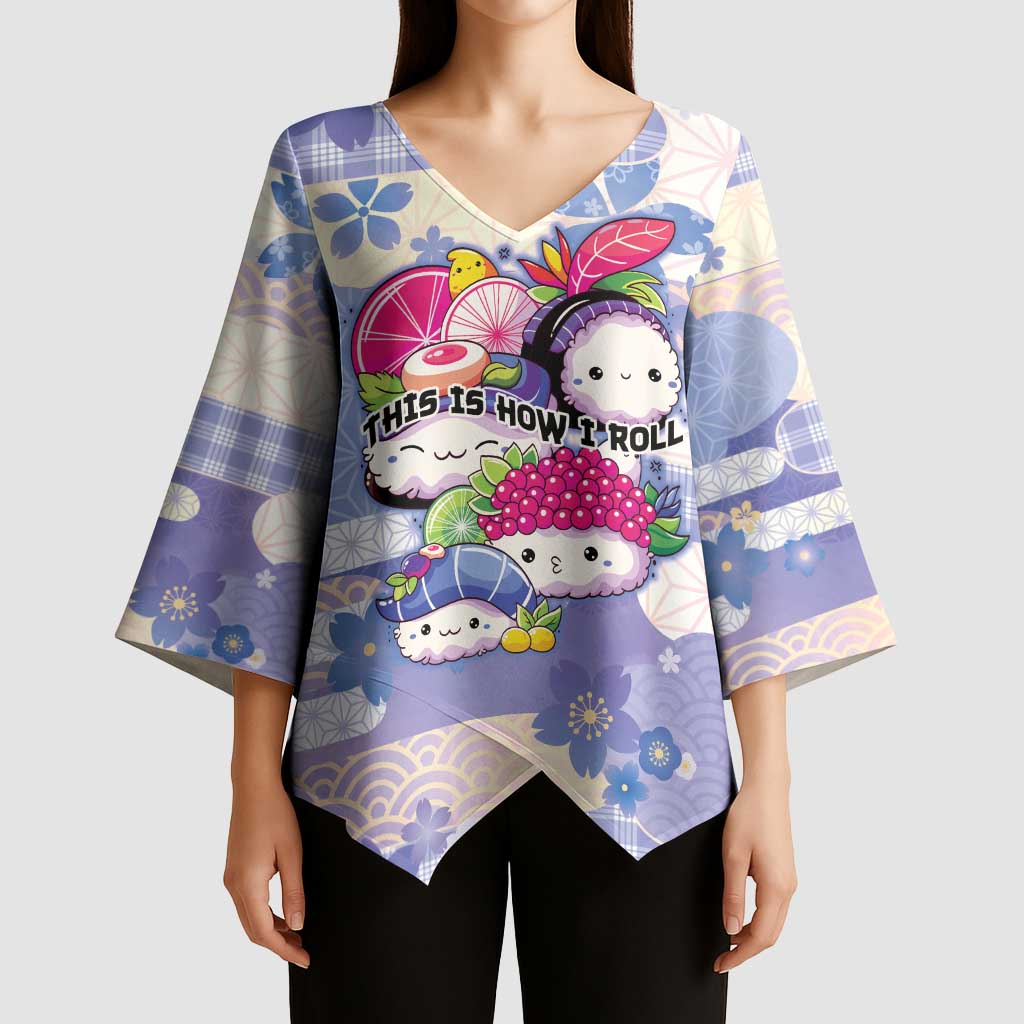 Personalized Japanese Kawaii Sushi Kimono Sleeve Blouse Blue Wagara Palaka This Is How I Roll