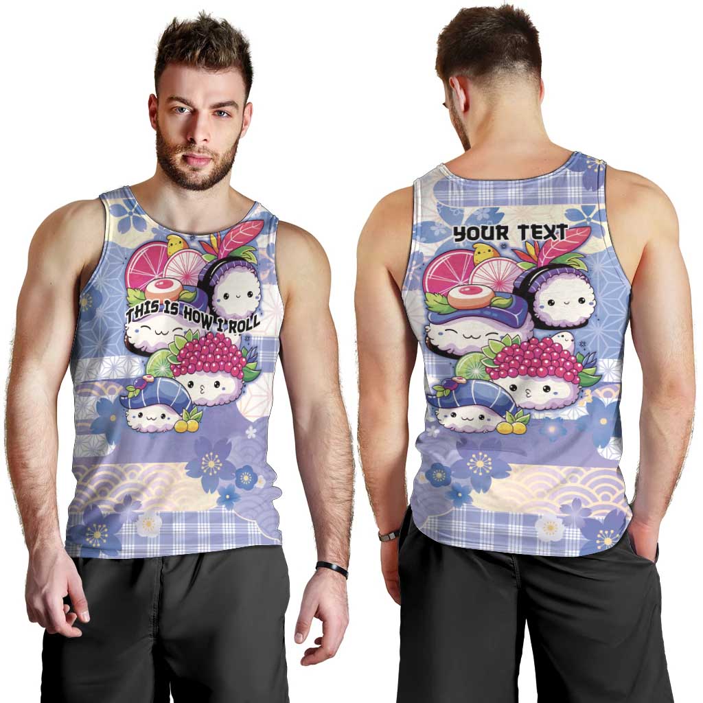 Personalized Japanese Kawaii Sushi Men Tank Top Blue Wagara Palaka This Is How I Roll