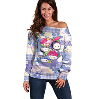 Personalized Japanese Kawaii Sushi Off Shoulder Sweater Blue Wagara Palaka This Is How I Roll