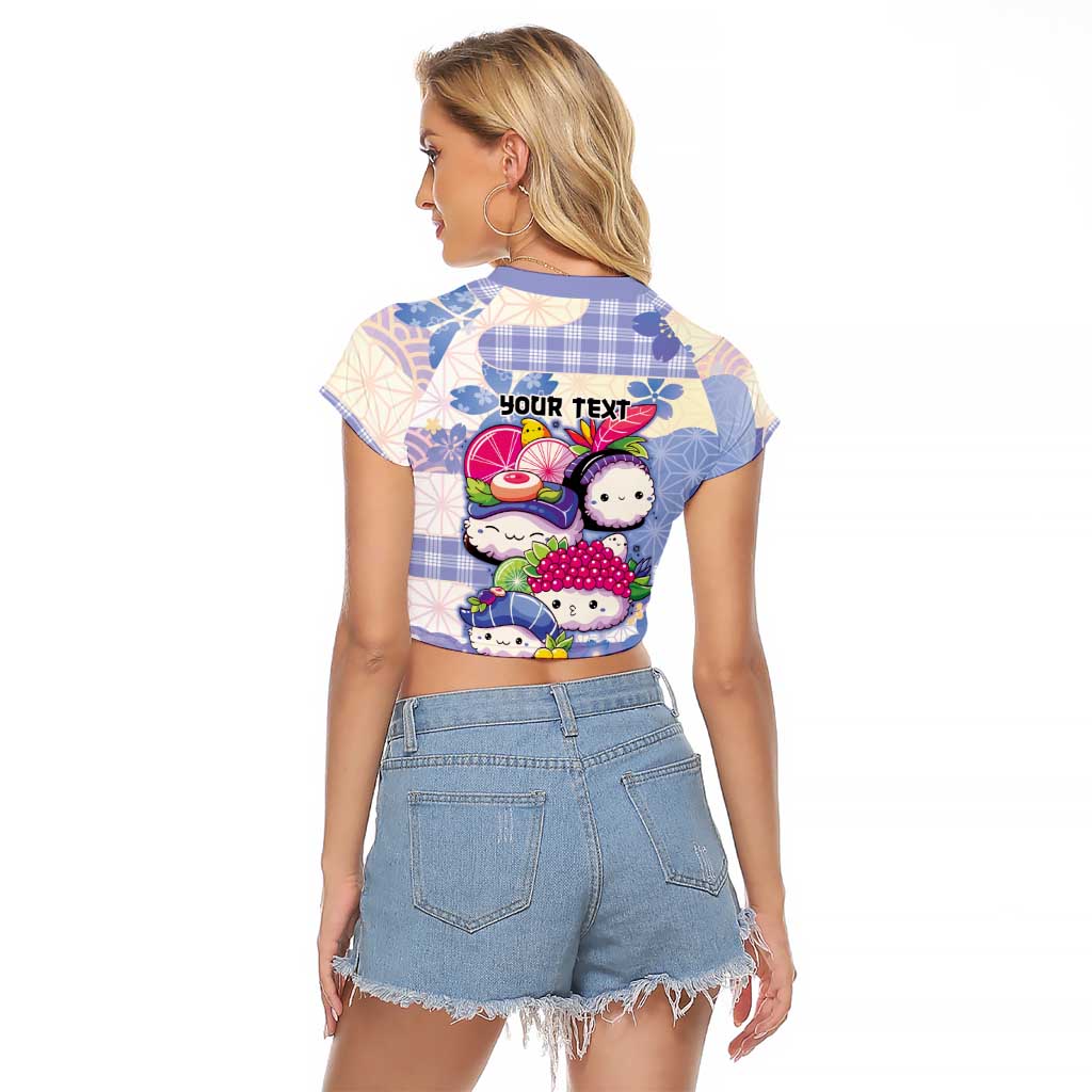 Personalized Japanese Kawaii Sushi Raglan Cropped T Shirt Blue Wagara Palaka This Is How I Roll