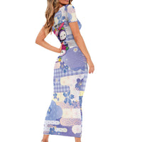 Personalized Japanese Kawaii Sushi Short Sleeve Bodycon Dress Blue Wagara Palaka This Is How I Roll