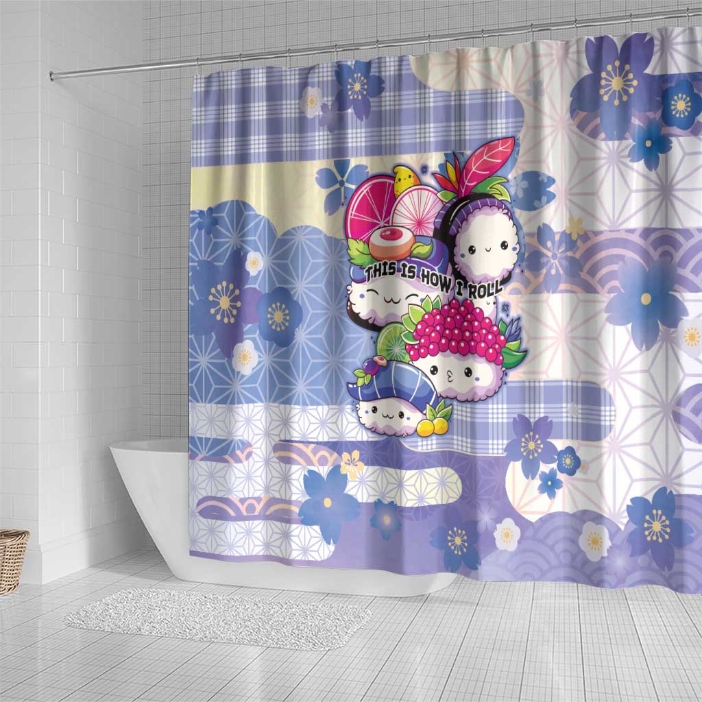 Japanese Kawaii Sushi Shower Curtain Blue Wagara Palaka This Is How I Roll