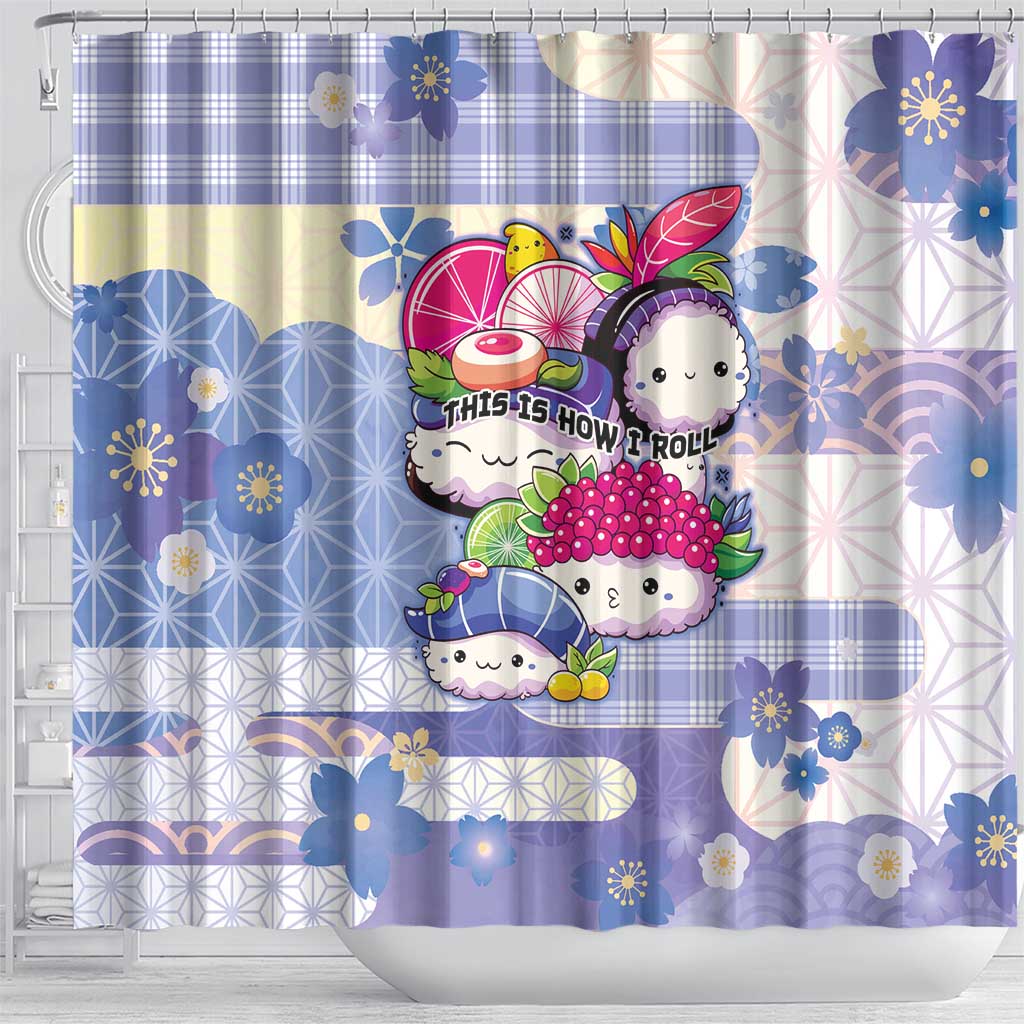 Japanese Kawaii Sushi Shower Curtain Blue Wagara Palaka This Is How I Roll